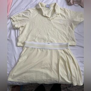 Adidas Light Yellow Polo Top and Skirt Set